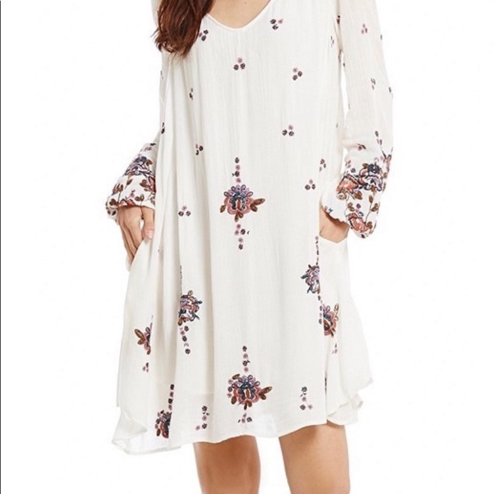 Embroidered Free People Oxford Dress - size: M